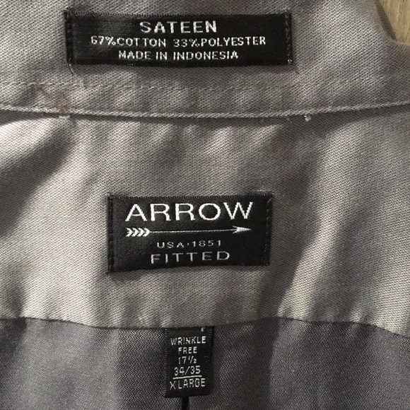 Gray Color Men’s Long Sleeve Button Down Shirt - Picture 6 of 8